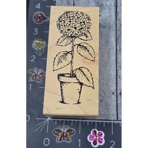 Great Impressions Flower Plant Pot Hydrangea E399 Rubber Stamp Wood #Q25